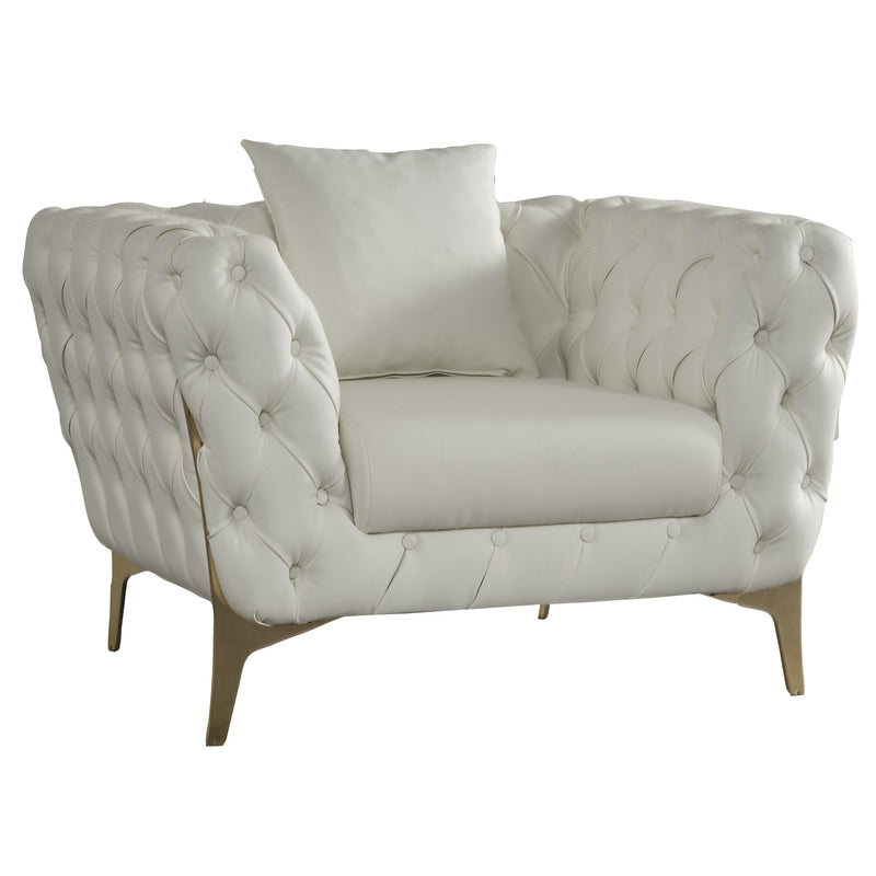 Meridian Aurora Stationary Leather Look Chair 682Cream-C IMAGE 1