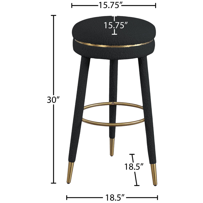 Meridian Coral Black Boucle Fabric Bar Stool IMAGE 6