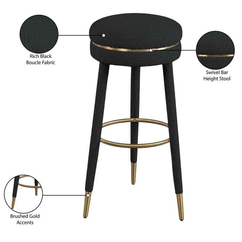 Meridian Coral Black Boucle Fabric Bar Stool IMAGE 7
