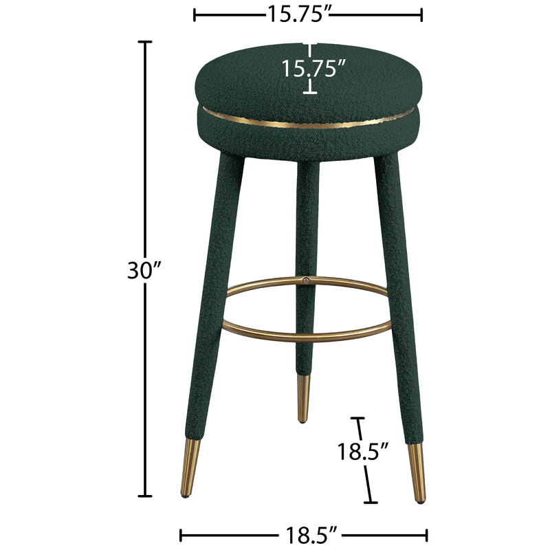 Meridian Coral Green Boucle Fabric Bar Stool IMAGE 6