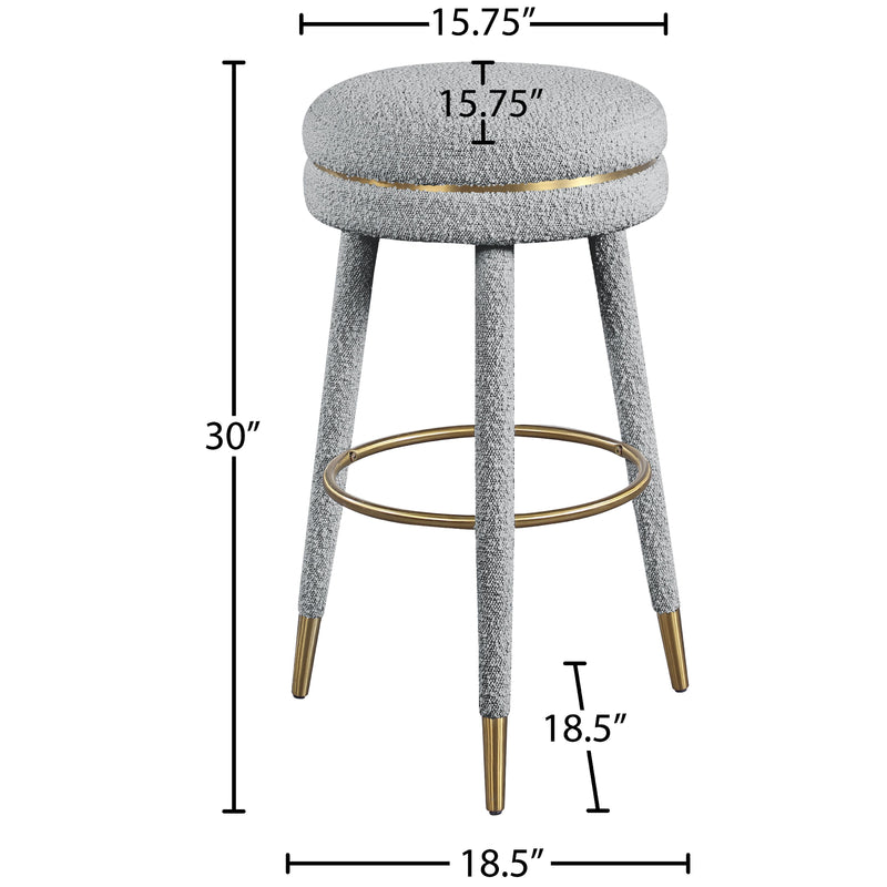 Meridian Coral Grey Boucle Fabric Bar Stool IMAGE 6