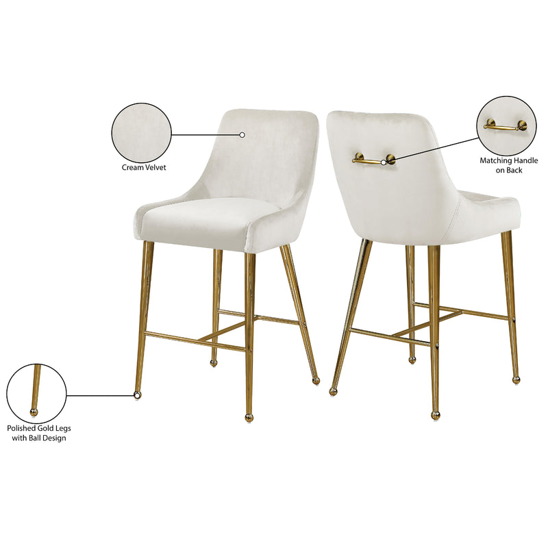 Meridian Owen Cream Velvet Stool IMAGE 6