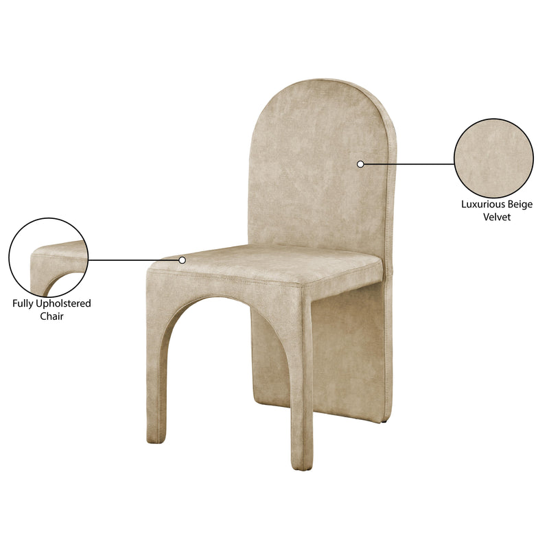 Meridian Summer Beige Velvet Dining Side Chair IMAGE 7