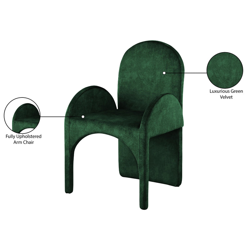 Meridian Summer Green Velvet Dining Arm Chair IMAGE 7