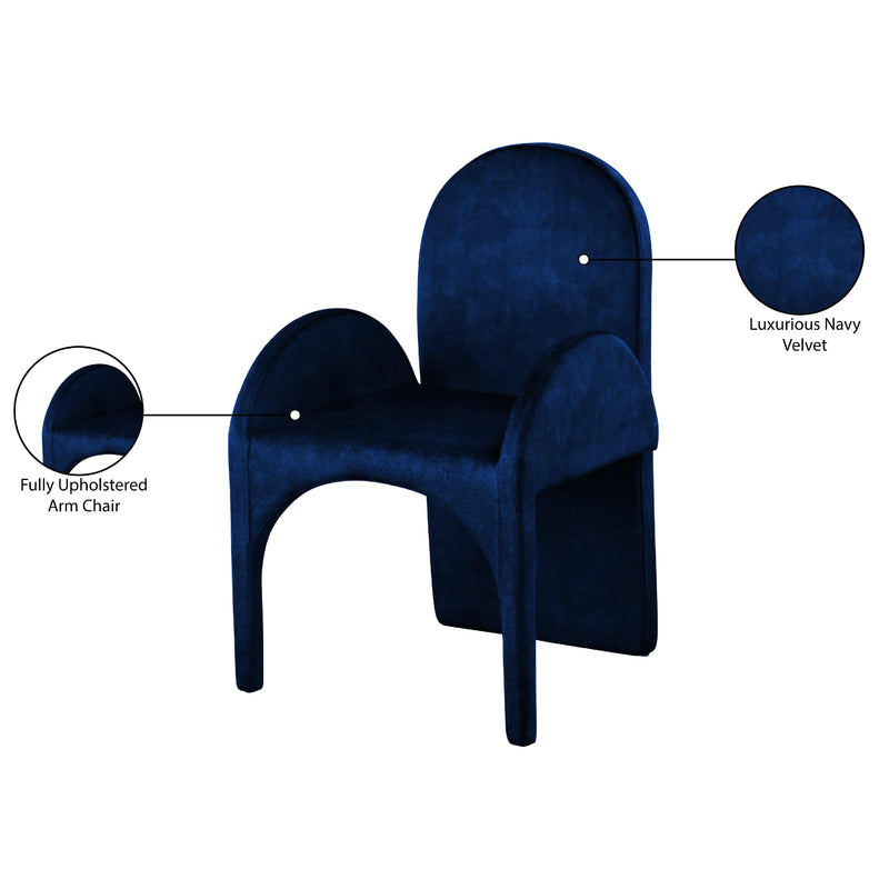 Meridian Summer Navy Velvet Dining Arm Chair IMAGE 7