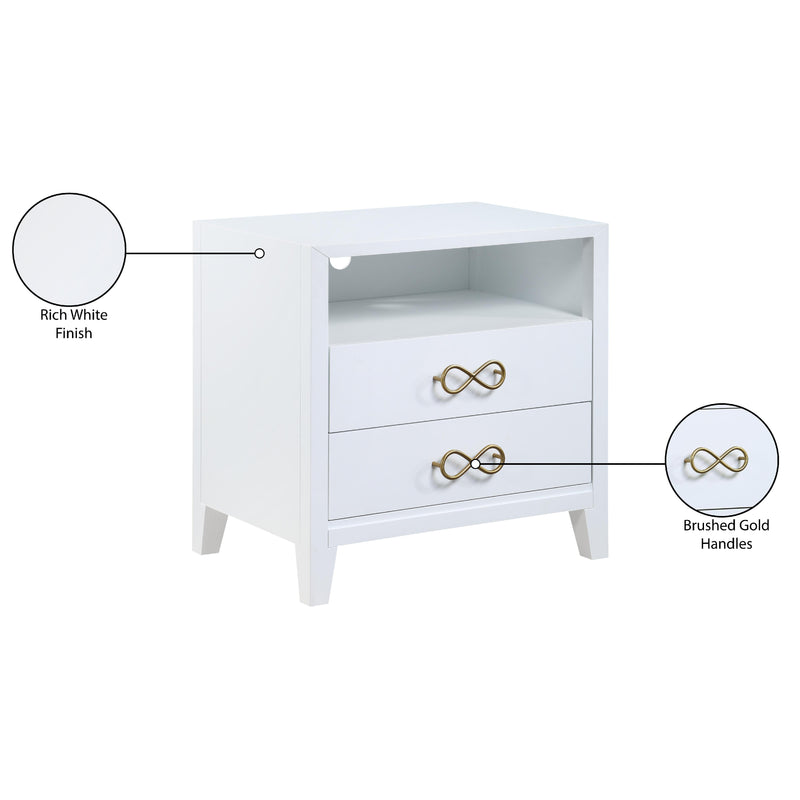 Meridian Bowtie White / Gold Night Stand IMAGE 10