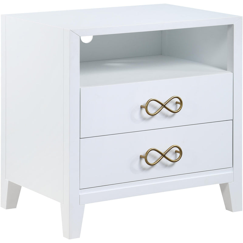 Meridian Bowtie 2-Drawer Nightstand 899White-NS IMAGE 1