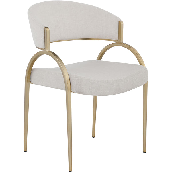 Meridian Privet Beige Linen Textured Fabric Dining Chair IMAGE 1