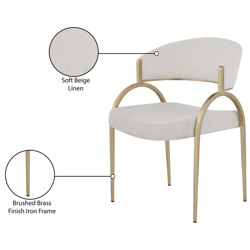Meridian Privet Beige Linen Textured Fabric Dining Chair IMAGE 7