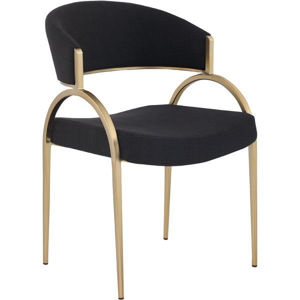Meridian Privet Black Linen Textured Fabric Dining Chair IMAGE 1