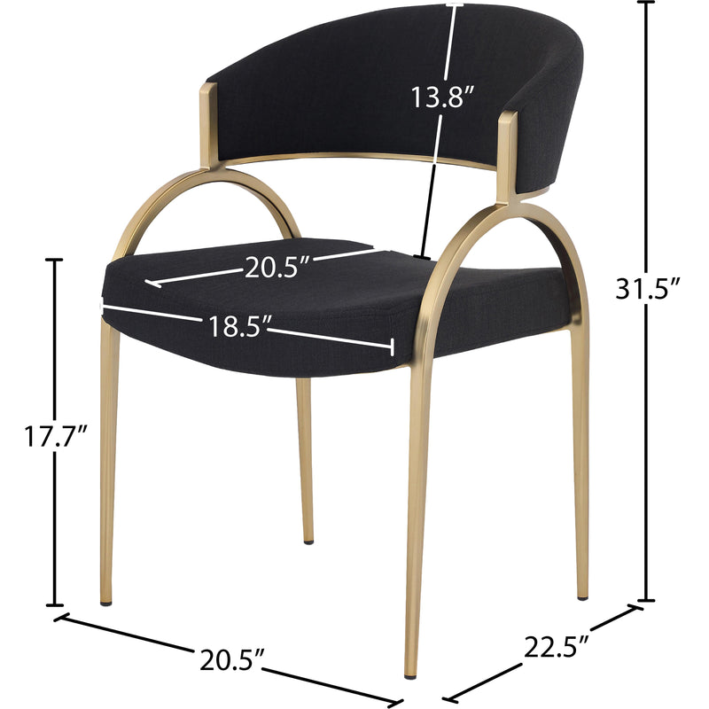 Meridian Privet Black Linen Textured Fabric Dining Chair IMAGE 6