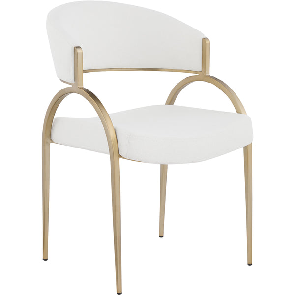 Meridian Privet Cream Linen Textured Fabric Dining Chair IMAGE 1