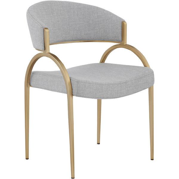Meridian Privet Grey Linen Textured Fabric Dining Chair IMAGE 1