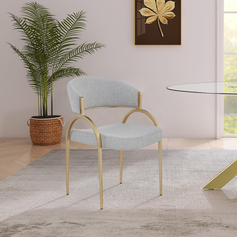 Meridian Privet Grey Linen Textured Fabric Dining Chair IMAGE 2