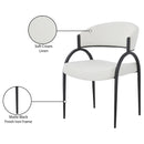 Meridian Privet Cream Linen Textured Fabric Dining Chair IMAGE 7