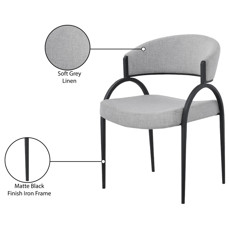 Meridian Privet Grey Linen Textured Fabric Dining Chair IMAGE 7