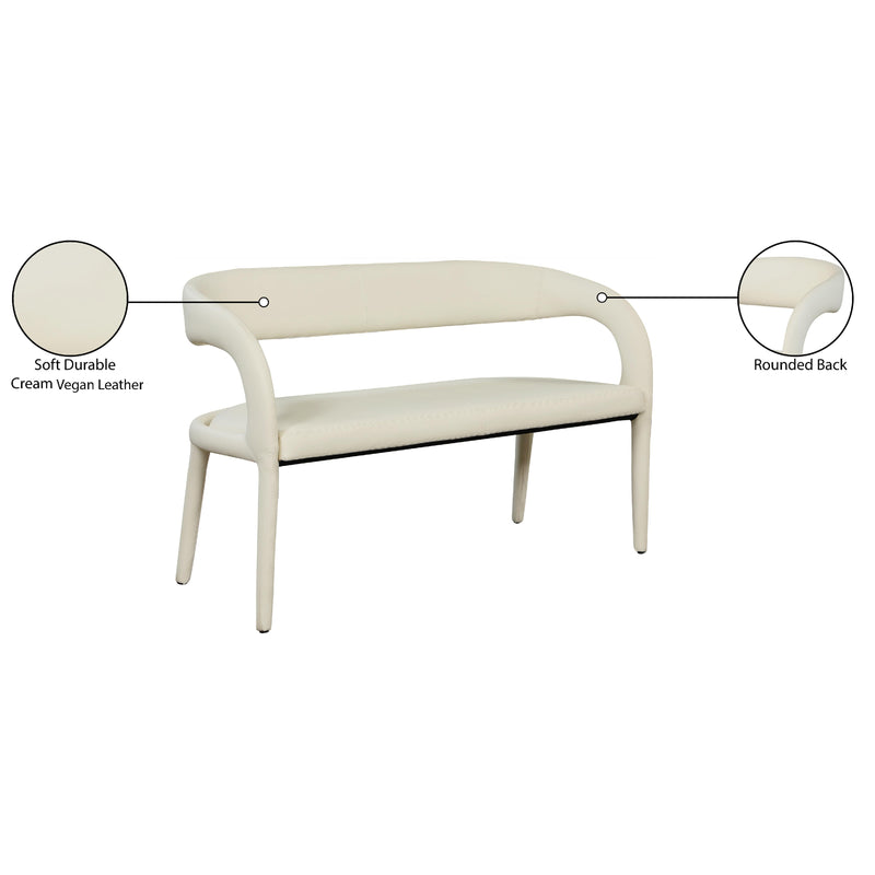 Meridian Sylvester Cream Vegan Leather Bench IMAGE 9