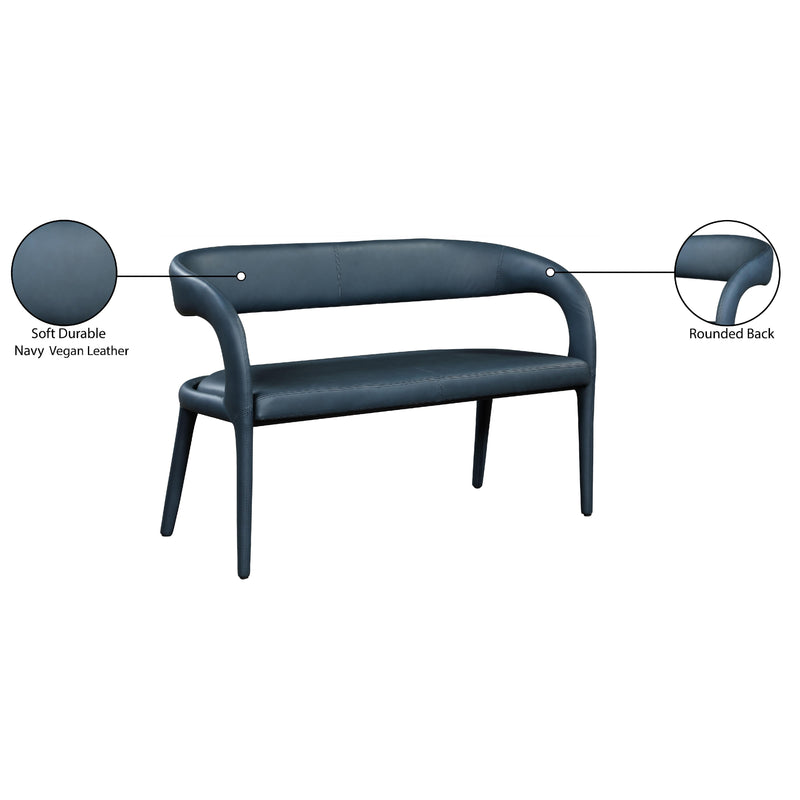Meridian Sylvester Navy Vegan Leather Bench IMAGE 9