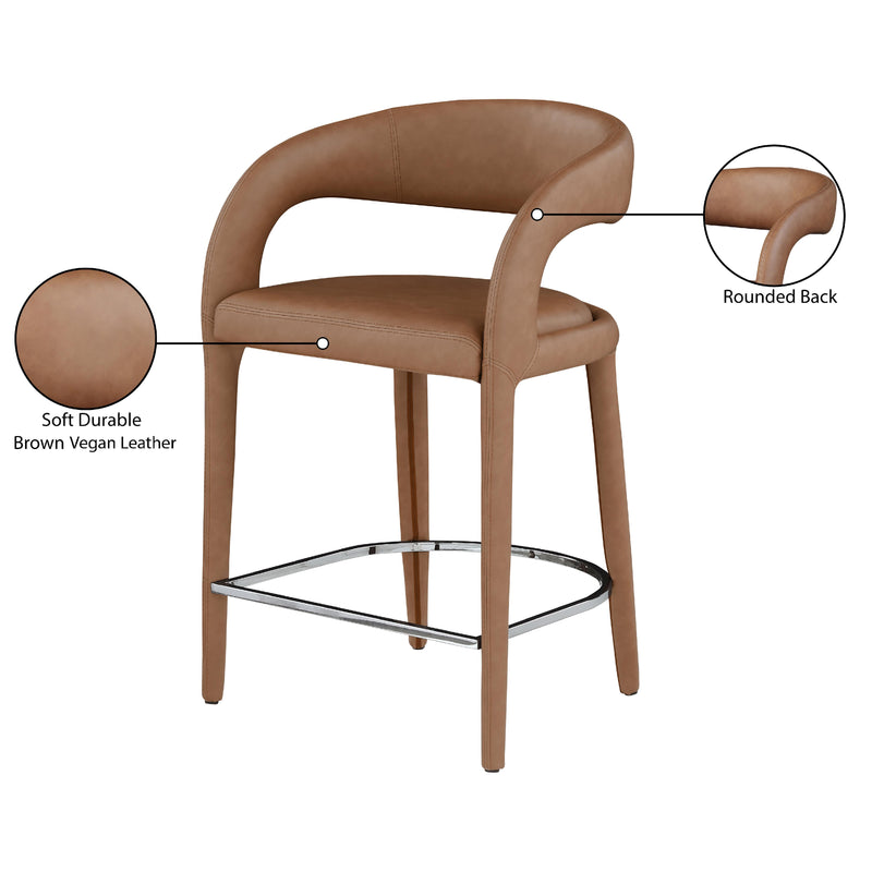 Meridian Sylvester Brown Vegan Leather Stool IMAGE 10