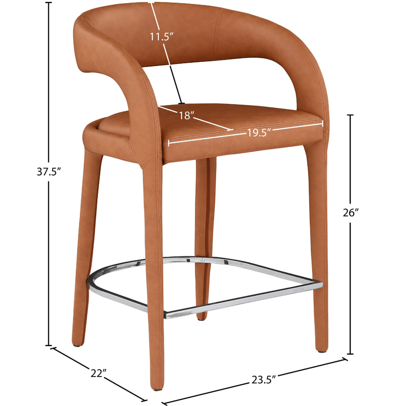 Meridian Sylvester Cognac Vegan Leather Stool IMAGE 9