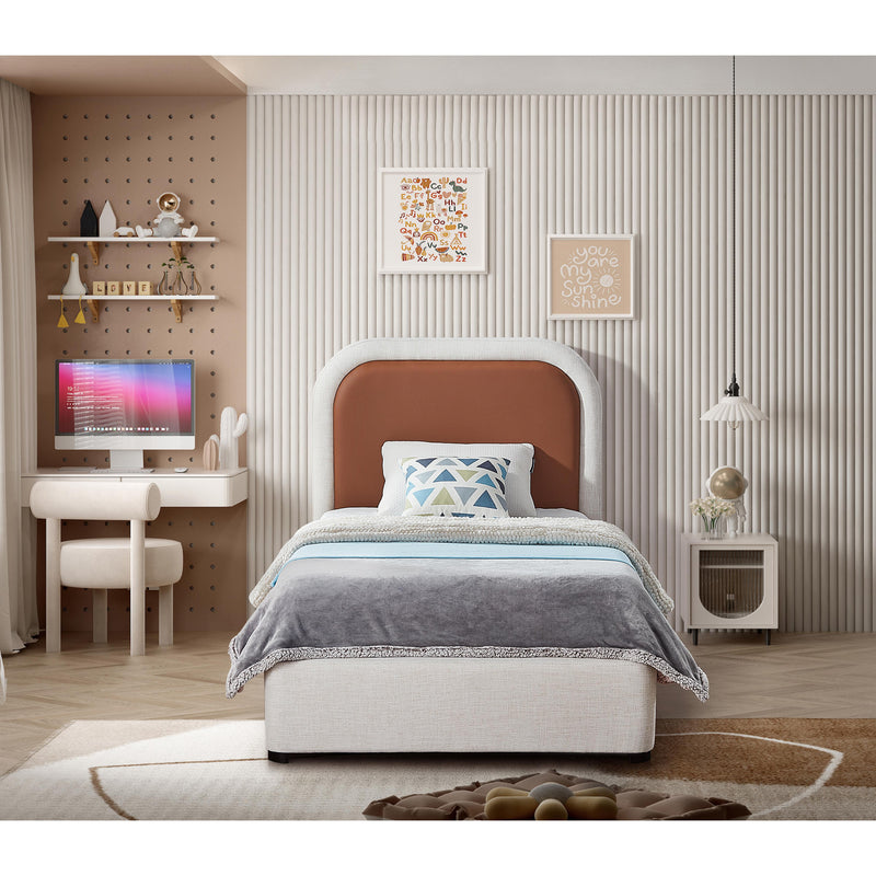 Meridian Blake Brown Vegan Leather Twin Bed IMAGE 4