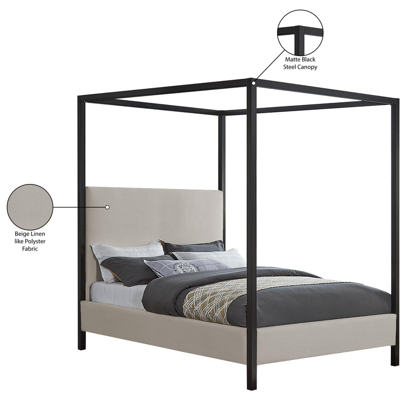 Meridian James Beige Linen Textured Fabric King Bed IMAGE 8