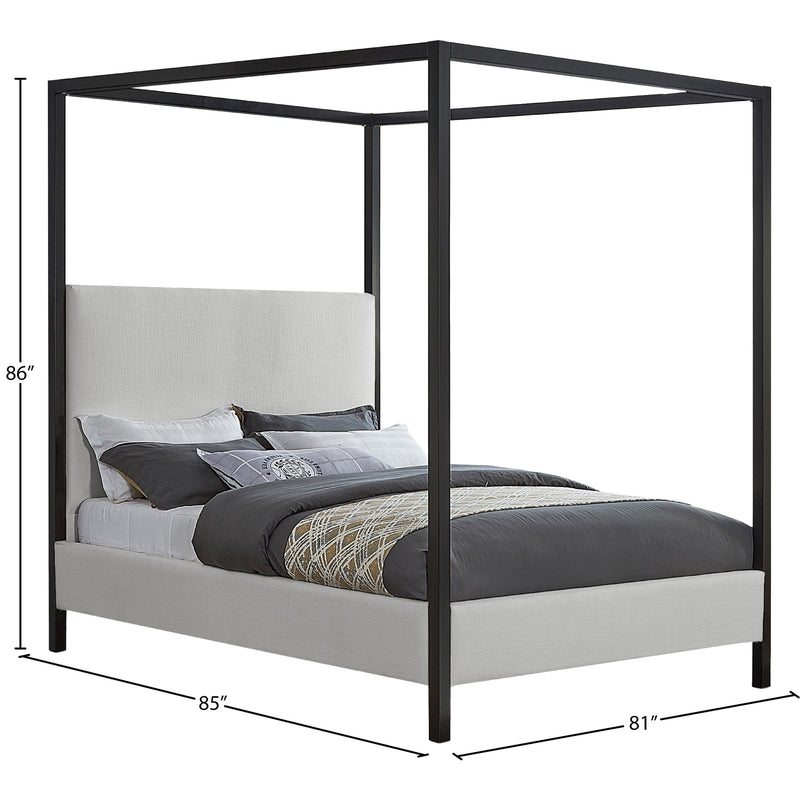 Meridian James Cream Linen Textured Fabric King Bed IMAGE 7