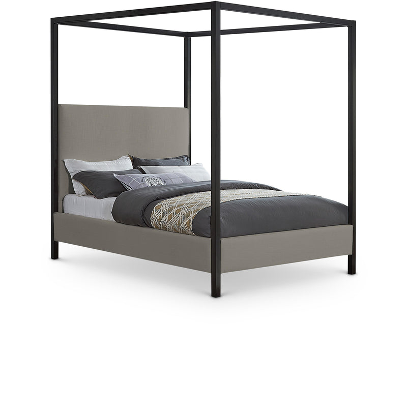 Meridian James Grey Linen Textured Fabric Full Bed IMAGE 1