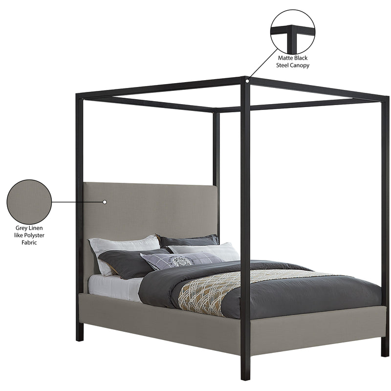 Meridian James Grey Linen Textured Fabric Full Bed IMAGE 8