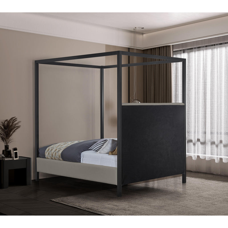 Meridian James Grey Linen Textured Fabric King Bed IMAGE 6