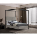 Meridian James Grey Linen Textured Fabric Queen Bed IMAGE 2