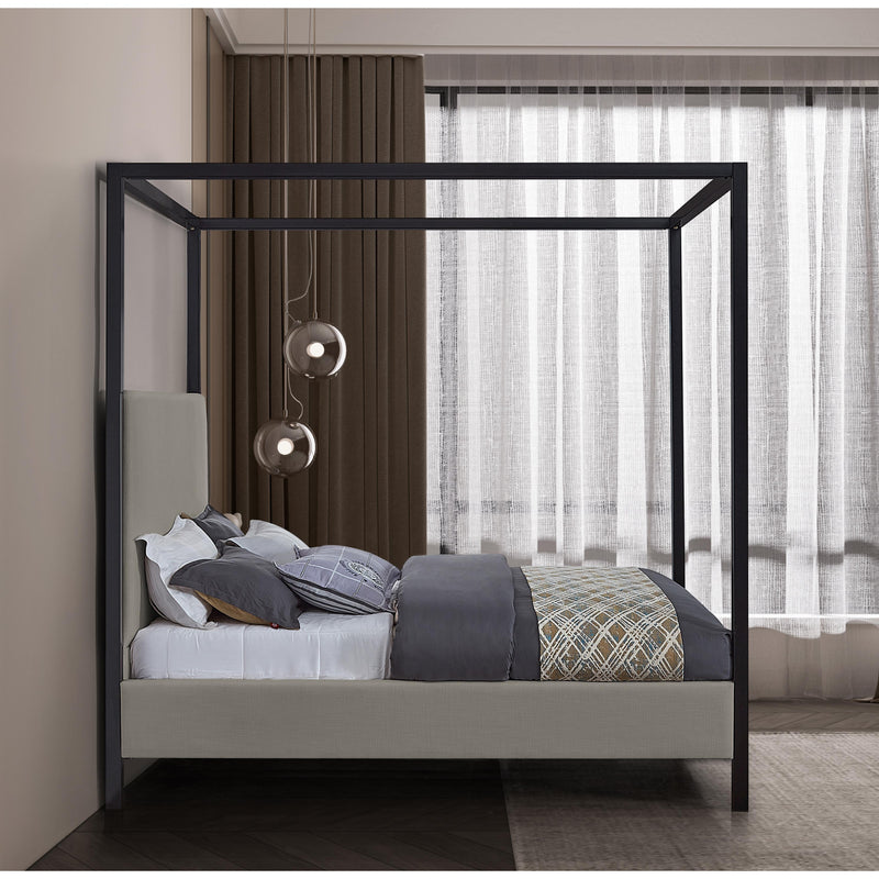 Meridian James Grey Linen Textured Fabric Queen Bed IMAGE 5