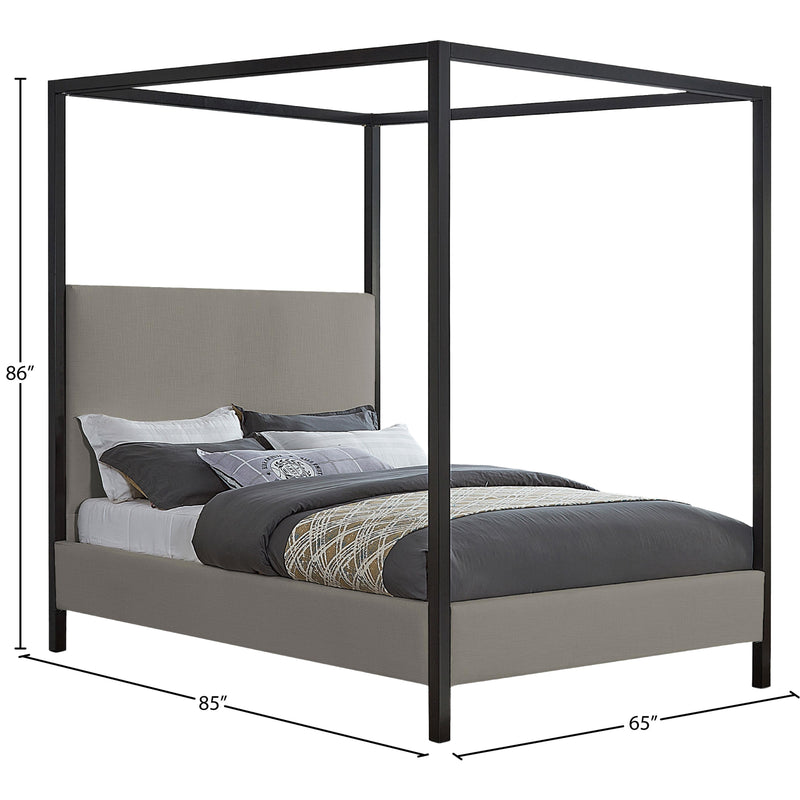 Meridian James Grey Linen Textured Fabric Queen Bed IMAGE 7