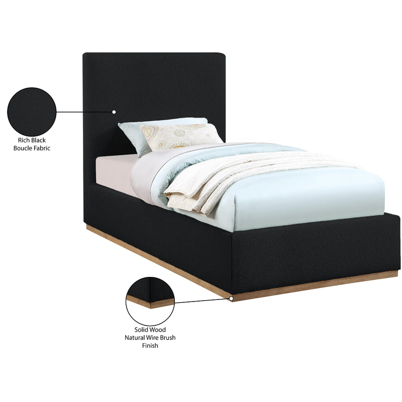 Meridian Monaco Black Boucle Fabric Twin Bed IMAGE 10