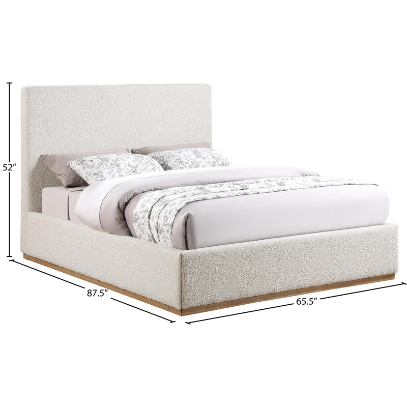 Meridian Monaco Cream Boucle Fabric Queen Bed IMAGE 9