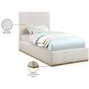 Meridian Monaco Cream Boucle Fabric Twin Bed IMAGE 10
