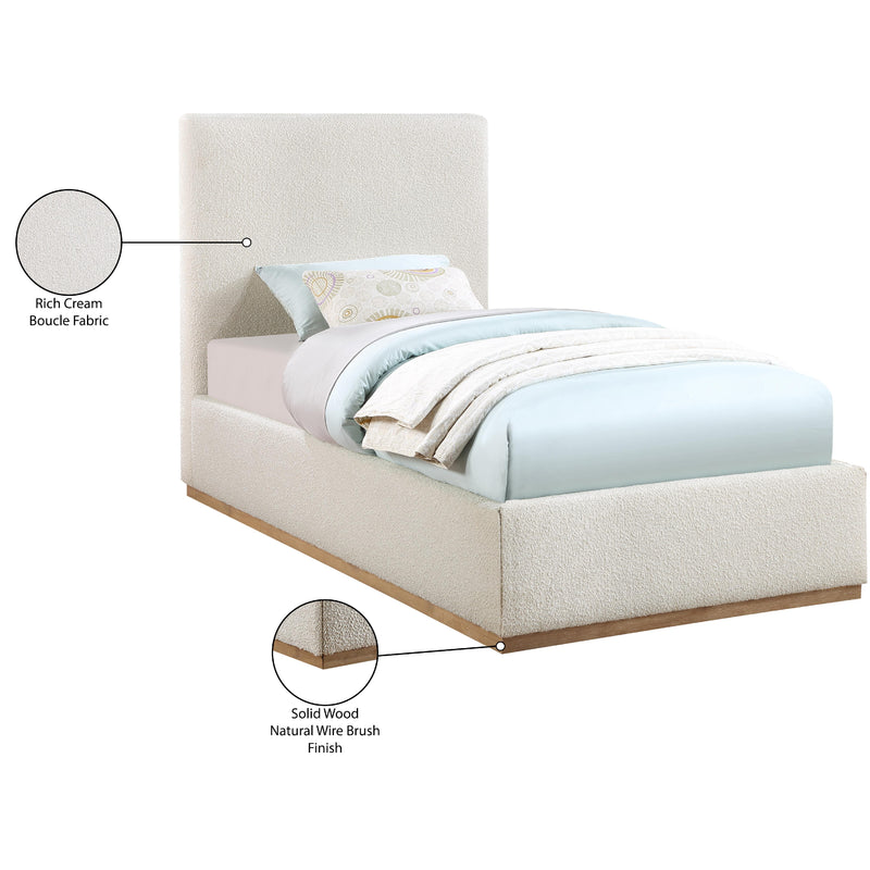 Meridian Monaco Cream Boucle Fabric Twin Bed IMAGE 10