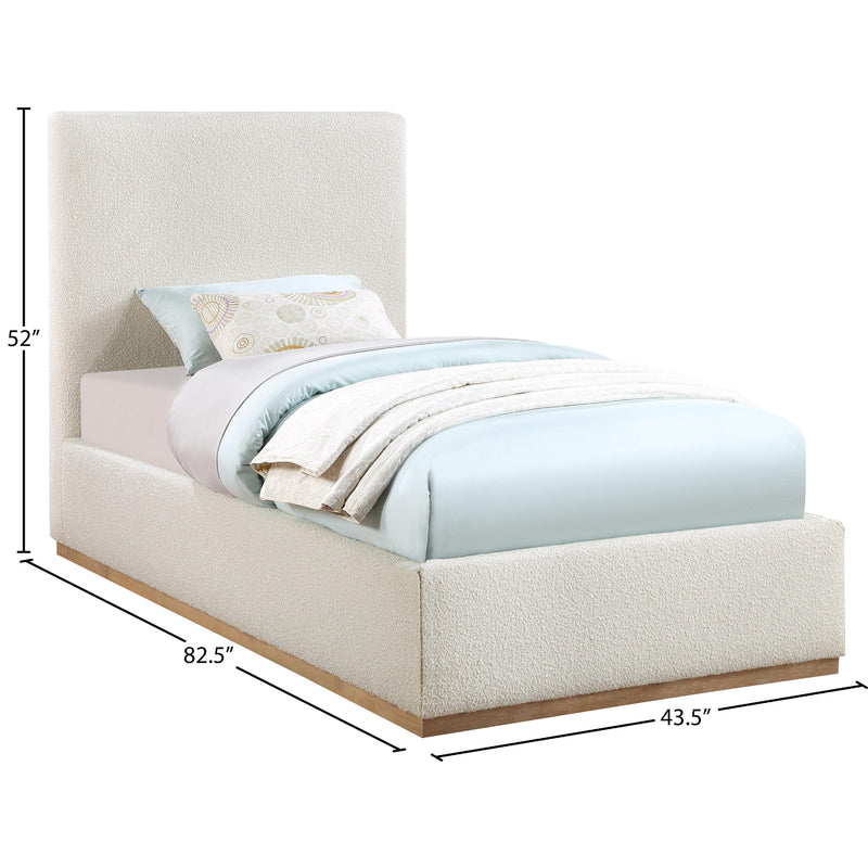Meridian Monaco Cream Boucle Fabric Twin Bed IMAGE 9