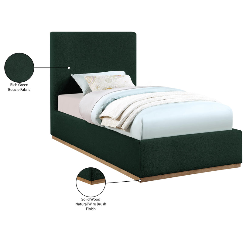 Meridian Monaco Green Boucle Fabric Twin Bed IMAGE 10