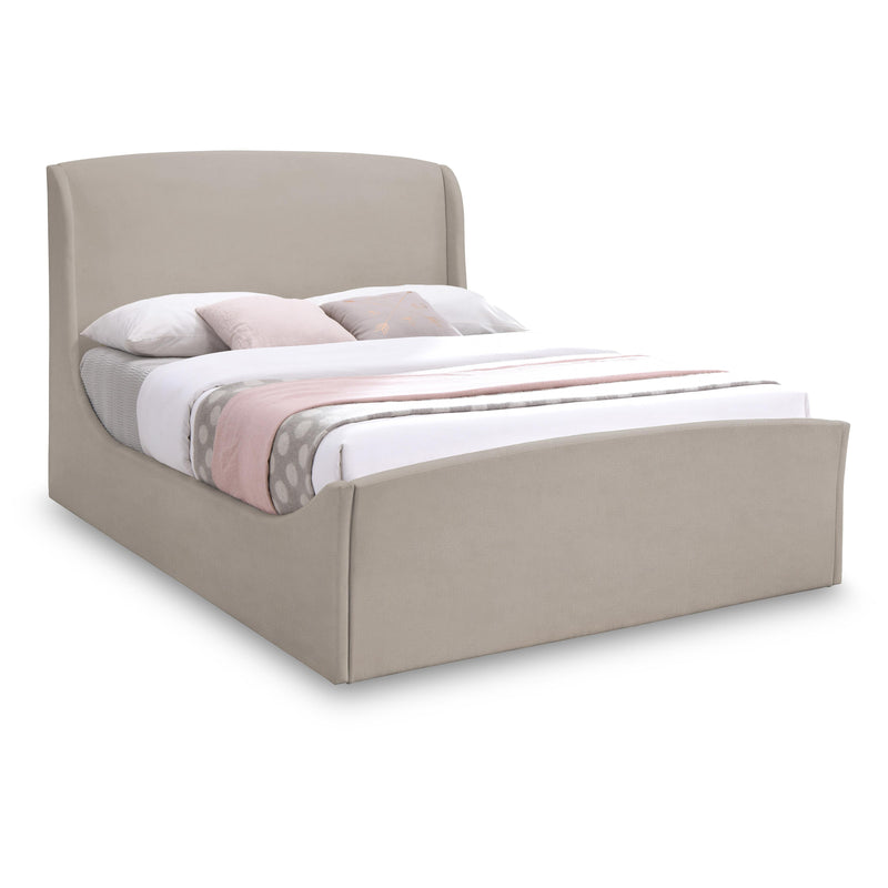 Meridian Tess Beige Velvet King Bed (3 Boxes) IMAGE 1