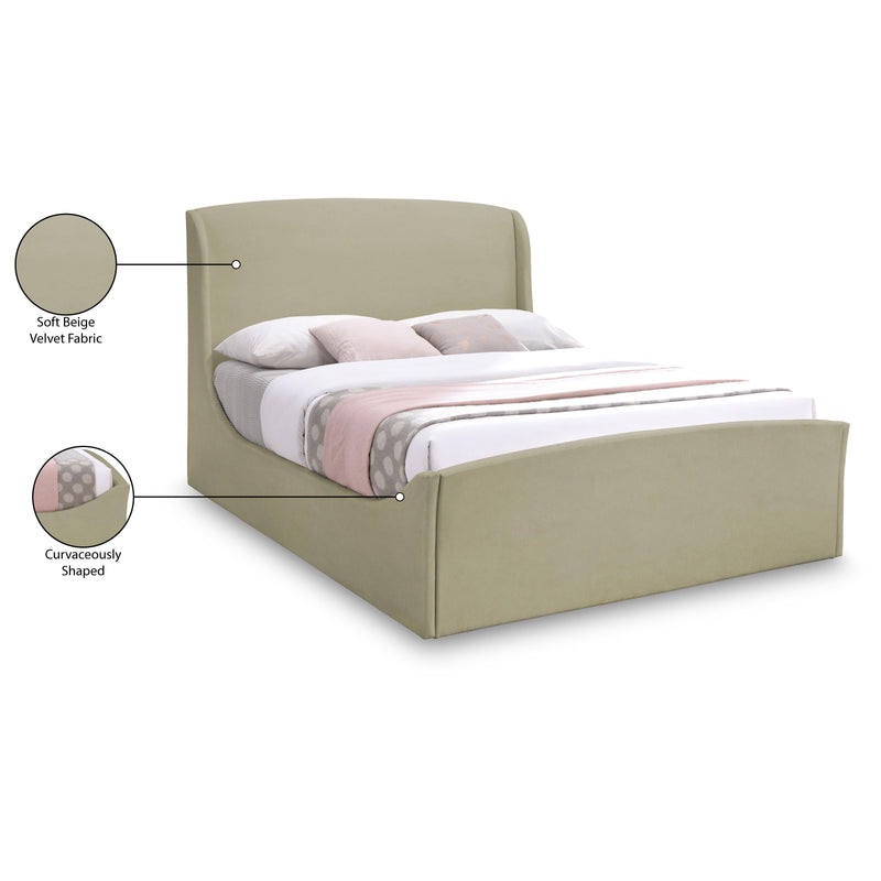 Meridian Tess Beige Velvet Queen Bed (3 Boxes) IMAGE 11