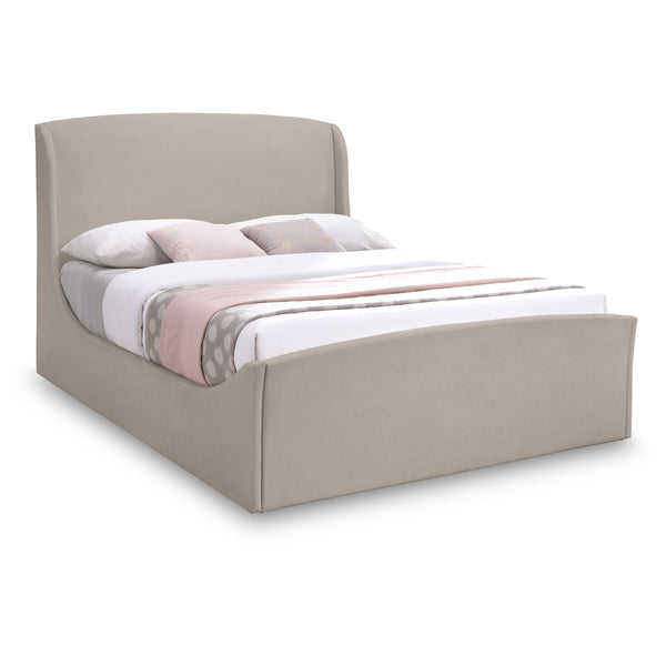 Meridian Tess Beige Velvet Queen Bed (3 Boxes) IMAGE 1