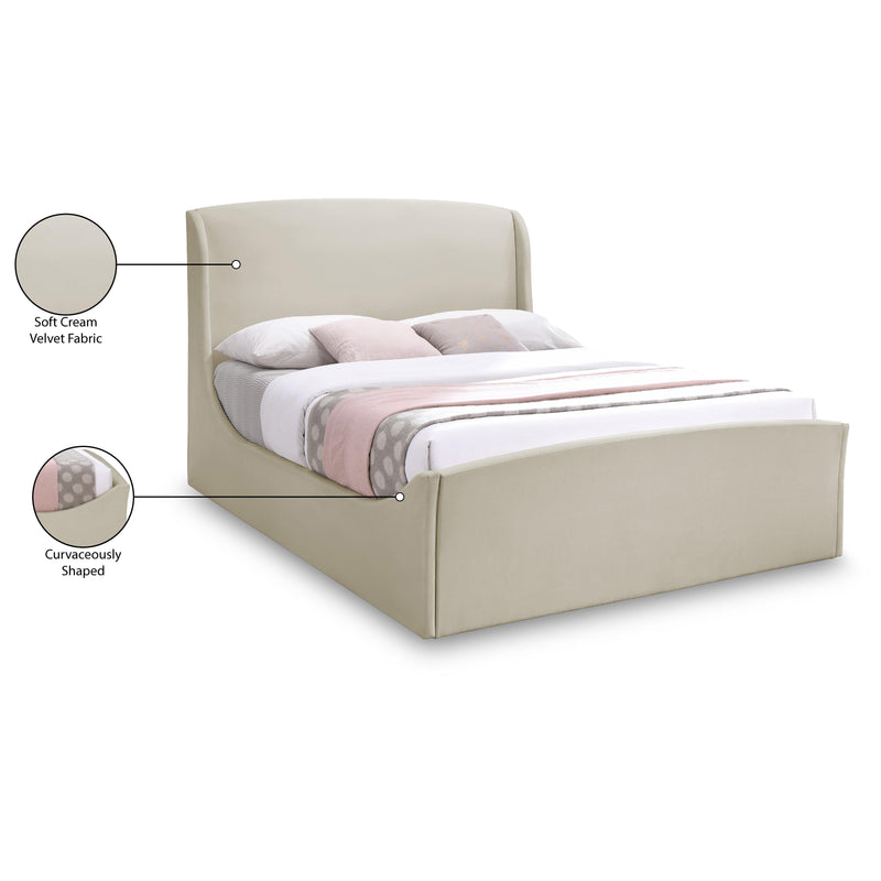 Meridian Tess Cream Velvet Queen Bed (3 Boxes) IMAGE 11
