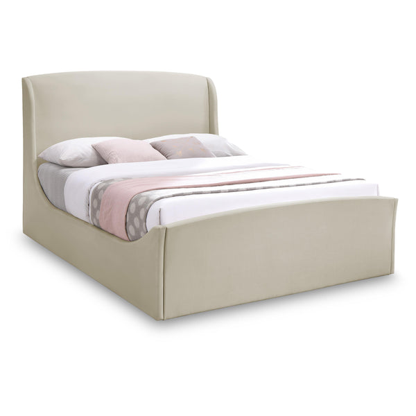 Meridian Tess Cream Velvet Queen Bed (3 Boxes) IMAGE 1