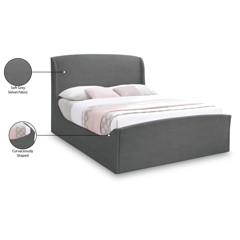 Meridian Tess Grey Velvet King Bed (3 Boxes) IMAGE 11