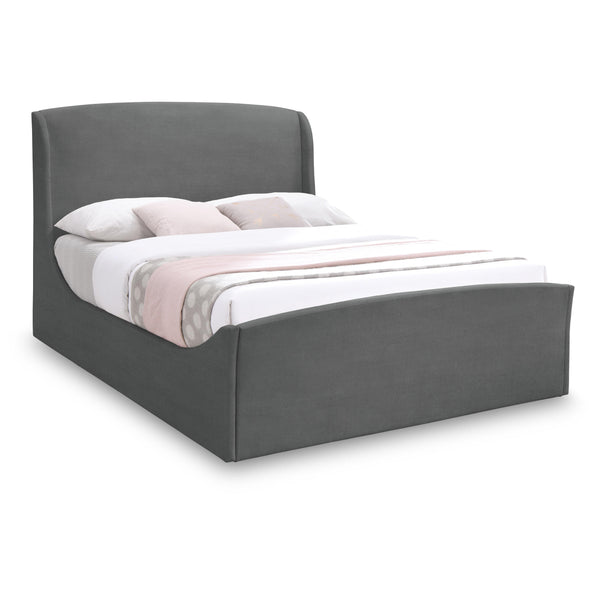 Meridian Tess Grey Velvet Queen Bed (3 Boxes) IMAGE 1