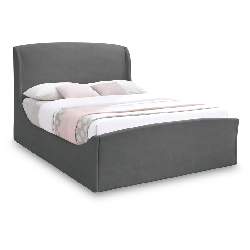 Meridian Tess Grey Velvet Queen Bed (3 Boxes) IMAGE 1