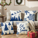 LET IT SNOW 18x18 PILLOW COVER- WHITE&BLUE