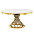 Acme Furniture Round Fallon Dining Table with Faux Marble Top and Pedestal Base DN01189 IMAGE 3