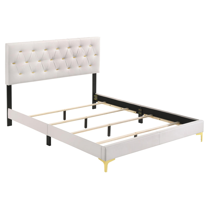Coaster Furniture Kendall 224401KE Upholstered Eastern King Panel Bed - White IMAGE 3